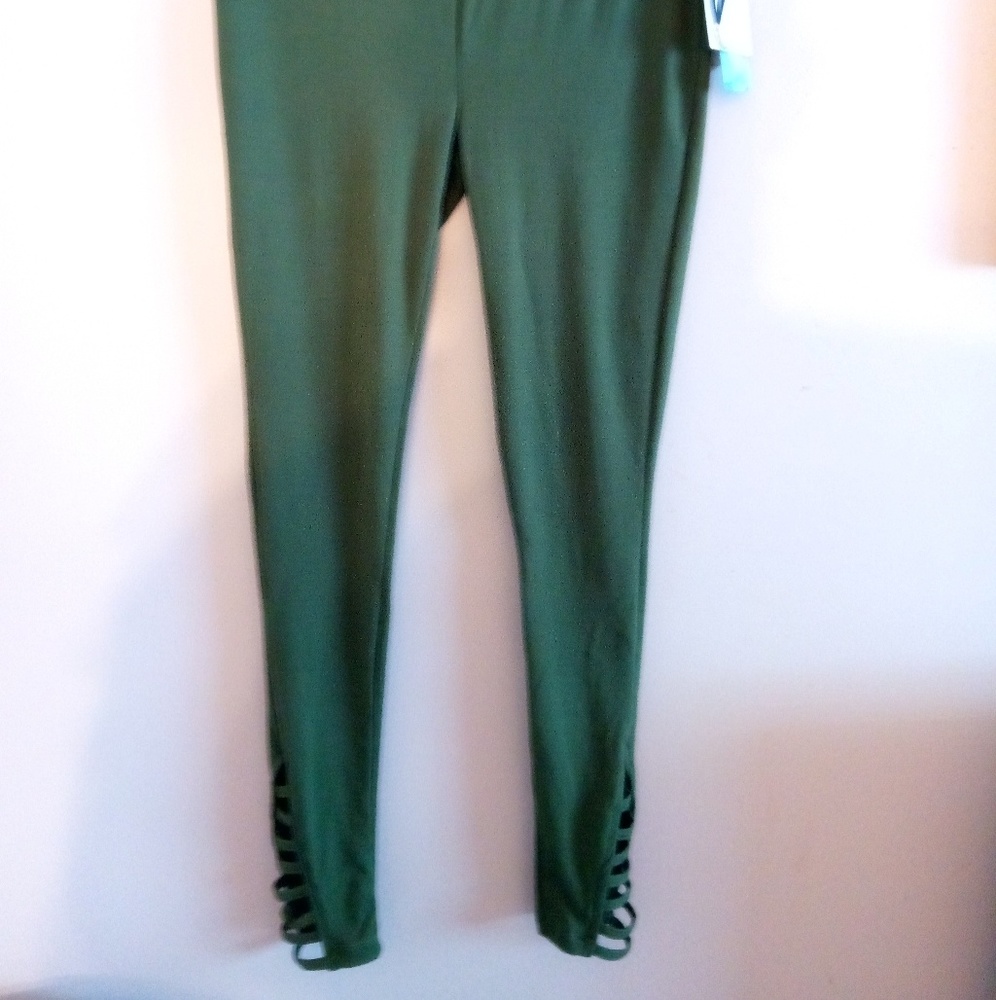 YUMMY WOMEN'S LEGGINGS OLIVE GREEN SIZE SMALL - Picture 3 of 8